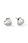 John Hardy Women's Pebble Sterling Silver & 0.25 Tcw Diamond Heart Stud Earrings