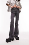 Topshop 90s Flare Jean In Washed Black In Grey