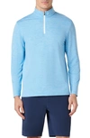 Bugatchi Quarter Zip Performance Pullover In Azure