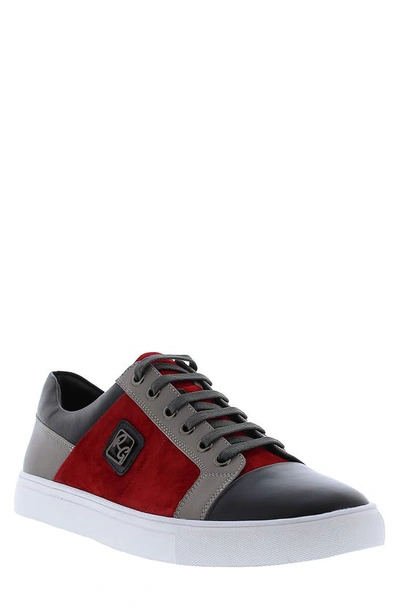 Robert Graham Men's Trixie Colorblock Mix-leather Low-top Sneakers In Red