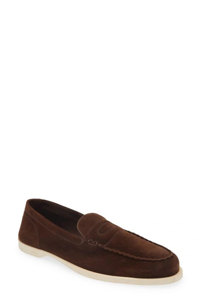 John Lobb Pace Suede Loafers In Brown