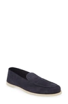 John Lobb Pace Suede Loafers In Blue