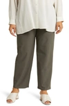 Eileen Fisher Cropped Straight-leg Stretch Crepe Pants In Grove