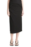 VINCE SIDE DRAPE KNIT MIDI SKIRT