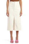 Mavi Jeans Marin Front Slit Denim Midi Skirt In Off White Denim