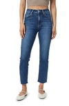 Mavi Jeans Viola Raw Hem High Waist Ankle Straight Leg Jeans In Deep Flex Blue