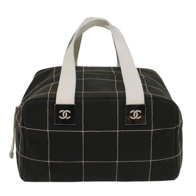 Pre-owned Chanel Chocolate Bar Black Canvas Travel Bag ()