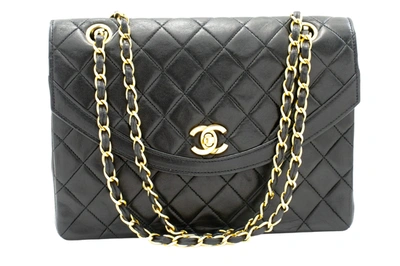 Pre-owned Chanel Half Moon Black Leather Shoulder Bag ()