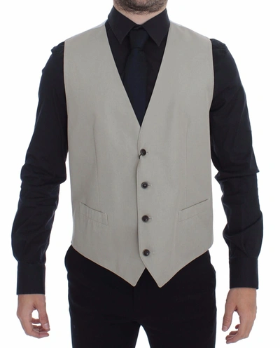 Dolce & Gabbana Beige Cotton Silk Blend Dress Vest Men's Blazer