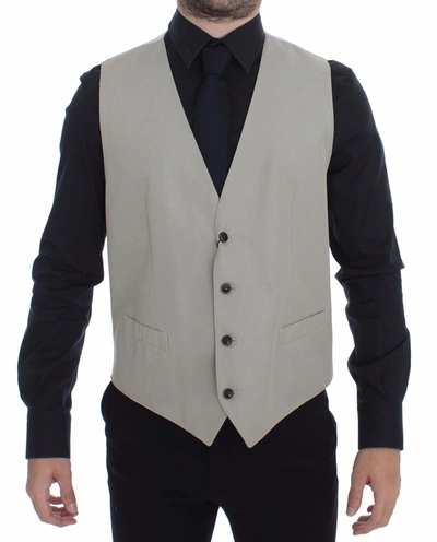 Dolce & Gabbana Elegant Beige Cotton Silk Dress Men's Vest