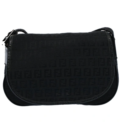 Fendi Zucchino Black Canvas Shoulder Bag ()