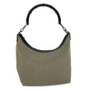 GUCCI GUCCI BAMBOO BEIGE CANVAS SHOULDER BAG (PRE-OWNED)