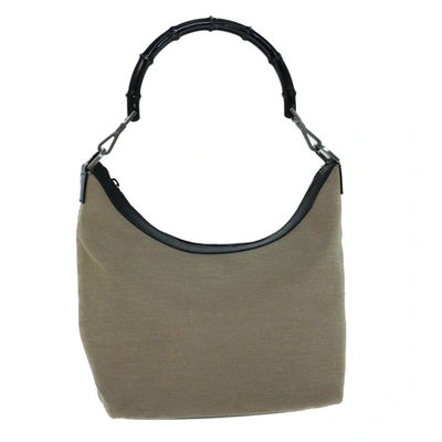 Gucci Bamboo Beige Canvas Shoulder Bag ()