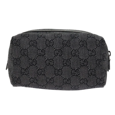 Gucci Cosmetic Pouch Black Canvas Clutch Bag ()