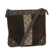 GUCCI GUCCI GG CANVAS BROWN SUEDE SHOULDER BAG (PRE-OWNED)
