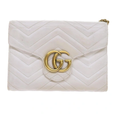 Gucci Gg Marmont White Leather Shoulder Bag ()