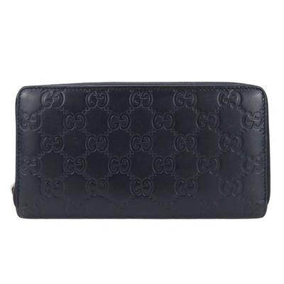 Gucci Ssima Navy Leather Wallet  ()