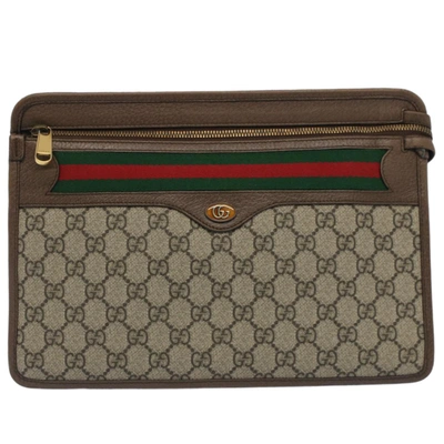 Gucci Ophidia Beige Canvas Clutch Bag ()