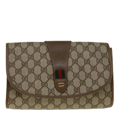 Gucci Web Beige Canvas Clutch Bag ()