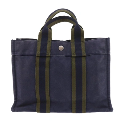 Hermes Hermès Tote Bag Navy Canvas Tote Bag ()