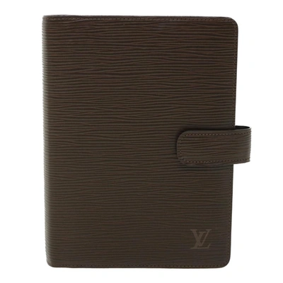 Pre-owned Louis Vuitton Agenda Cover Brown Leather Wallet  ()
