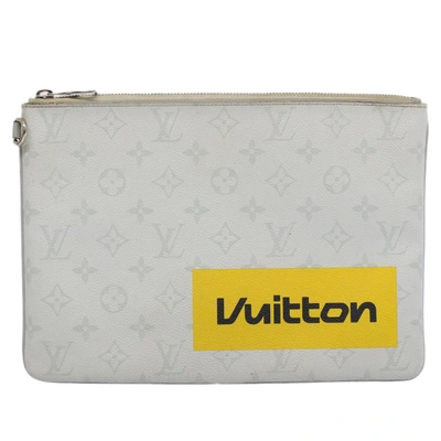 Pre-owned Louis Vuitton Pochette Zippée White Canvas Clutch Bag ()