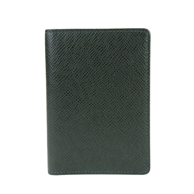 Pre-owned Louis Vuitton Porte Carte Double Green Leather Wallet  ()