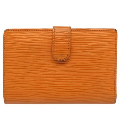 Pre-owned Louis Vuitton Viennois Orange Leather Wallet  ()