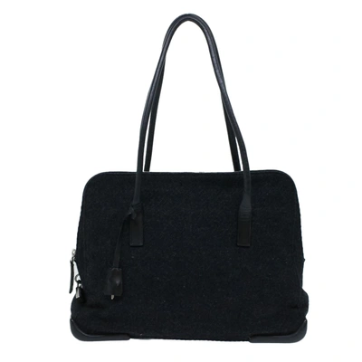 Prada Wool Shoulder Bag () In Black
