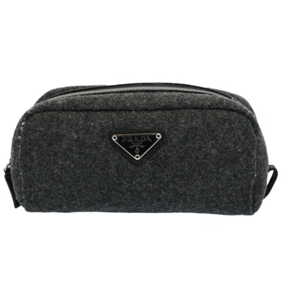 Prada Grey Wool Clutch Bag ()
