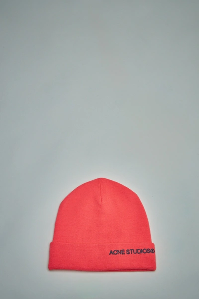 Acne Studios Embroidered Logo Beanie In Red