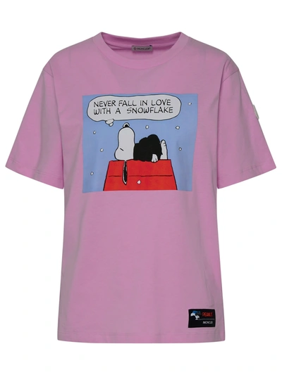 Moncler Peanuts-print Cotton T-shirt In Pink