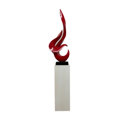 Finesse Decor Red Flame Floor Sculpture With White Stand, 44" Tall