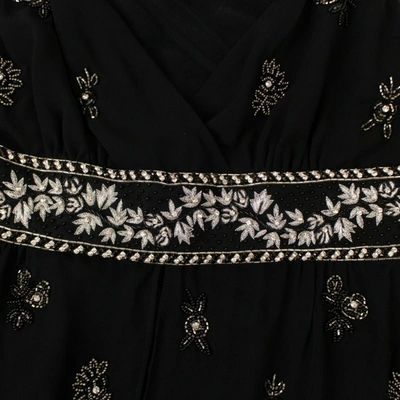 Amiri Women's Black Embellished Silk Chiffon Midi Dress In Multi