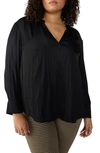 Sanctuary Lizzie Sateen Tunic Top In Black