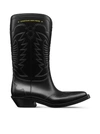 Dior Embroidered Block Heel Mid-calf Boots In Black