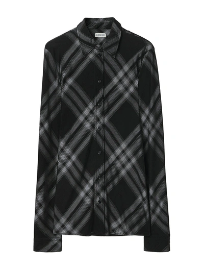 Burberry Check-print Long-sleeve Shirt In Nude & Neutrals