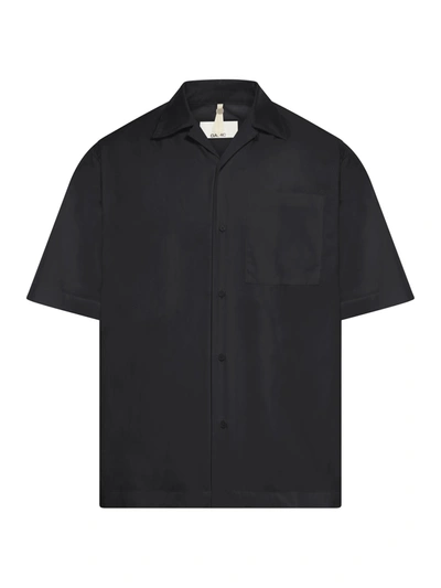 Oamc Graphic-patch Poplin Shirt In Black