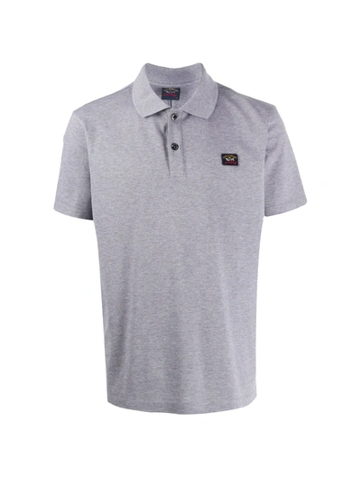 Paul & Shark Grey Organic Cotton Pique Mens Polo Shirt With Iconic Badge