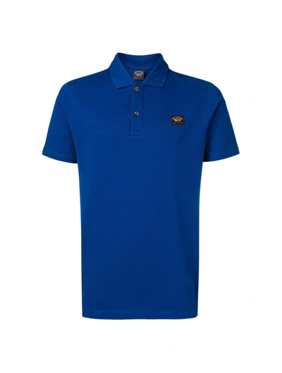Paul & Shark Organic Cotton Piqué Polo Shirt With Iconic Badge In Blue
