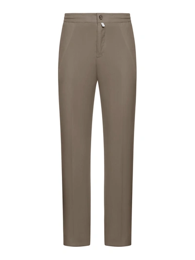Kiton Trousers In Lyocell Blend In Brown