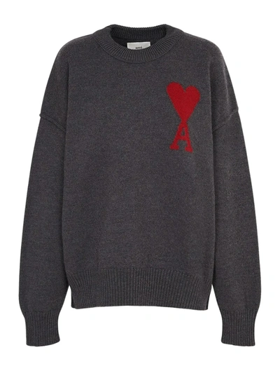 Ami Alexandre Mattiussi Crewneck Sweater In Grey