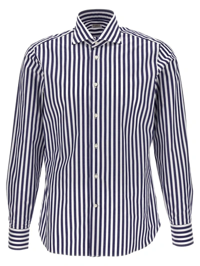 Borriello Striped Shirt Shirt, Blouse Multicolor In Blue