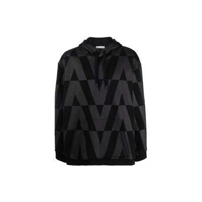 Valentino Cotton Logo Sweatshirt In Black