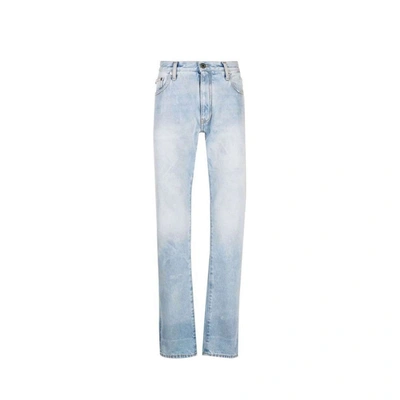 Off-white Logo Denim Jeans In Blue