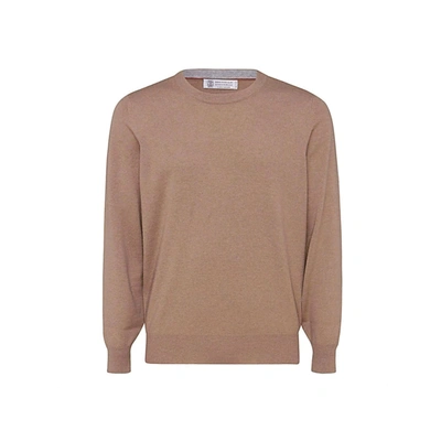 Brunello Cucinelli Cashmere Beige Sweater In Brown