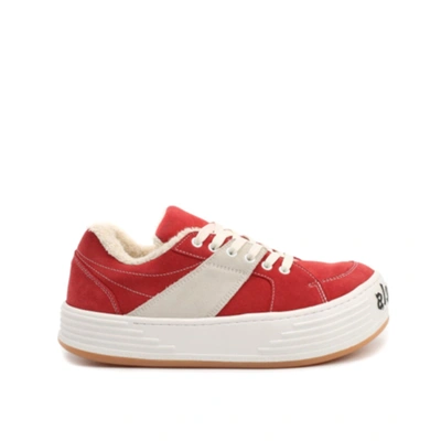 Palm Angels Suede Logo Sneakers In Red