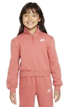 Nike Sportswear Club Fleece Big Kids' (girls') 1/2-zip Long-sleeve Top In Red