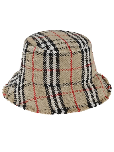 Burberry Tweed Bucket Hat In Archive Beige