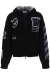 OFF-WHITE OFF-WHITE JACQUARD KNIT ZIP-UP HOODIE
